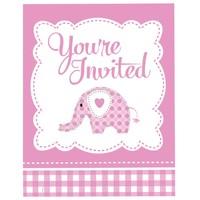 Sweet Baby Girl Elephant Invitations