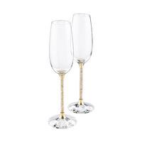 swarovski crystalline toasting flutes gold tone set of 2 color accents