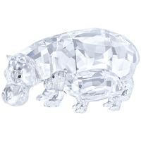 Swarovski Hippo Mother with Baby Clear crystal