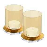 swarovski allure tea light holders gold tone set of 2 orange