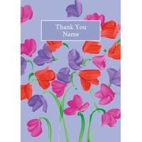 sweet peas personalised thank you card