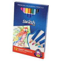 swsh box 12 premium triangular komfigrip giant colouring pencils