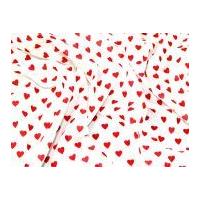 Sweet Heart Print Polycotton Dress Fabric Red on White