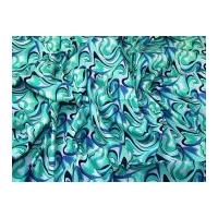 Swirl Print Jardin Stretch Cotton Sateen Dress Fabric Turquoise