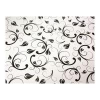 Swirl Floral Print Plastic Coated PVC Table Protector Fabric White