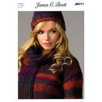Sweater, Hat & Scarf in James C. Brett Marble Chunky (JB071)