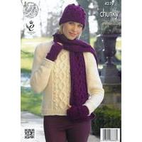 Sweater, Cowl, Hats, Scarf and Fingerless Gloves in King Cole Magnum Chunky (4279)