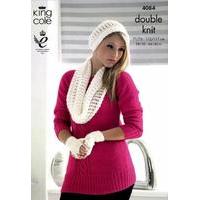 Sweater, Snood, Hat and Fingerless Gloves in King Cole DK (4084)