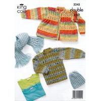 Sweater, Cardigan, Hat & Scarf in King Cole DK (3245)