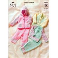 Sweater, Cardigan, Hooded Jacket & Trousers in King Cole DK (2882)