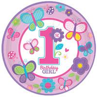 Sweet 1st Birthday Girl Party Plates