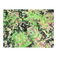 Swirl Print Semi Sheer Dress Fabric Green Multicoloured