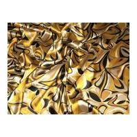 Swirl Satin Print Dress Fabric Olive/Gold