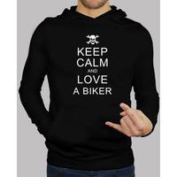 sweatshirt keep calm and love a biker