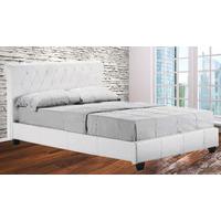 Swan Double White Faux Leather Bed Frame - FREE DELIVERY