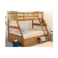 Sweet Dreams Epsom Wooden Three Sleeper Bunk Bed, Double, 2 Side Drawers, Oak effect