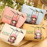 Swing Girl Canvas Change Purse(Random Color)