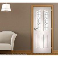 Swept Top Lightly Grained Pvc Door - Brechin Andromeda Gold Style Glass