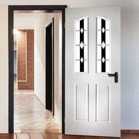 swept top grained pvc door ebony jet style toughened glass