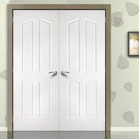 Swept Top Lightly Grained Pvc 4 Panel Door Pair