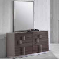 Swindon Dressing Table With Mirror In Zebra Wood And Grey Gloss