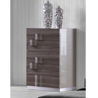 swindon 5 drawers chest in zebra wood and grey high gloss