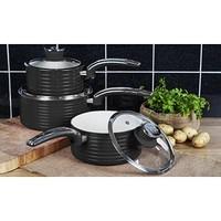 Swan Products 3-Piece Retro Saucepan Set, Black