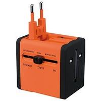 Swordfish 40253 VariPlug Dual USB Universal Travel Plug Adapter/Charger - Orange