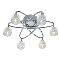 Swirls Orbit Chrome Ceiling Light With Ribbed Glass Shades