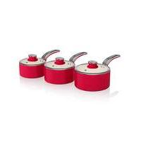 Swan Retro Ceramic Saucepan Set 3 Red