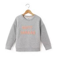 Sweatshirt with Bouclé Knit Patch Slogan, 2-12 Years