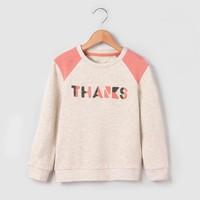 Sweatshirt with Bouclé Thanks Motif, 3-12 Years