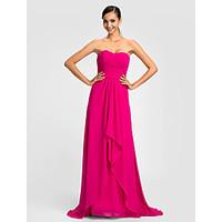 Sweep / Brush Train Sweetheart Bridesmaid Dress - Open Back Sleeveless Chiffon