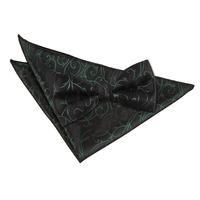 swirl black green bow tie 2 pc set