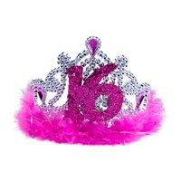 Sweet 16th Tiara With Pink Feathers