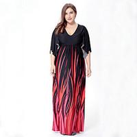 sweet curve womens plus size boho swing dress print v neck maxi length ...