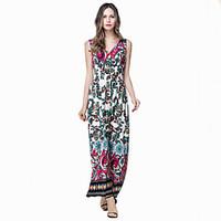 sweet curve womens boho plus size boho sheath dress print v neck maxi  ...