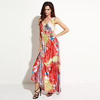 sweet curve womens beach plus size boho dress floral v neck maxi sleev ...