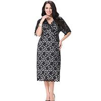 sweet curve womens lace work plus size dress print v neck halter midi  ...