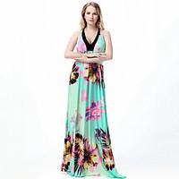 sweet curve womens beach boho swing dress floral backless halter maxi  ...