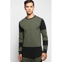 Sweatshirt with Extended Hem - khaki