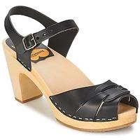 swedish hasbeens peep toe super high womens sandals in black