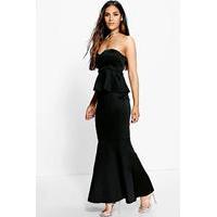 Sweetheart Peplum Fishtail Maxi Dress - black