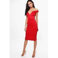 Sweetheart Off Shoulder Bodycon Dress - red