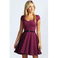 sweetheart neck skater dress grape