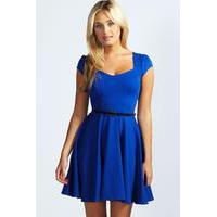 sweetheart neck skater dress cobalt