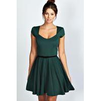 Sweetheart Neck Skater Dress - bottle