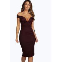 Sweetheart Off Shoulder Bodycon Dress - berry