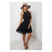 Sweet Surrender Black Backless Skater Dress