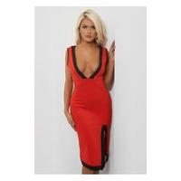 sweet surrender red side split bodycon dress